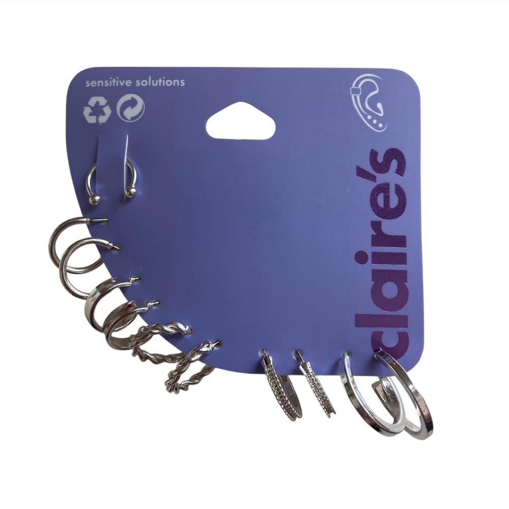 Claire's Silver Hoop Earring Set